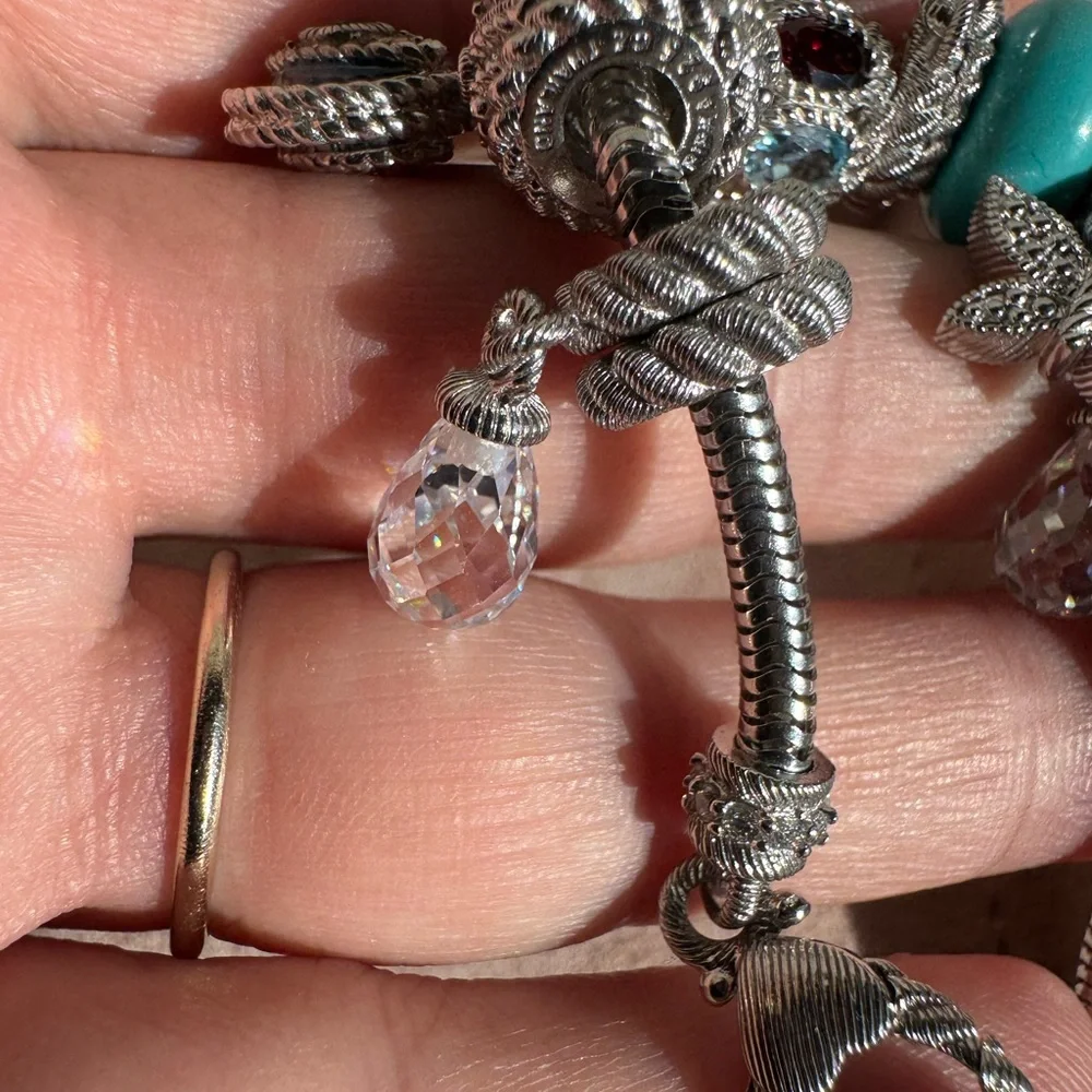 Judith Ripka Sterling Silver Charm bracelet with 13 charms and spacers - Picture 12 of 15